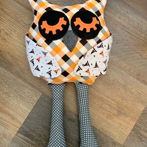 Halloween Owl Halloween gifts for kids Orange Plaid image 6