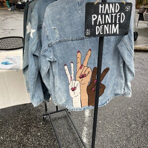 Denim Sign Peace Sign Denim Shirt - M - Etsy
