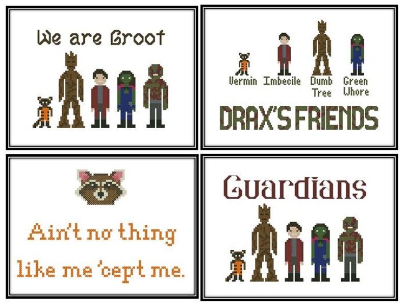 Four Guardians of the Galaxy Cross Stitch Pattern Downloads - Etsy