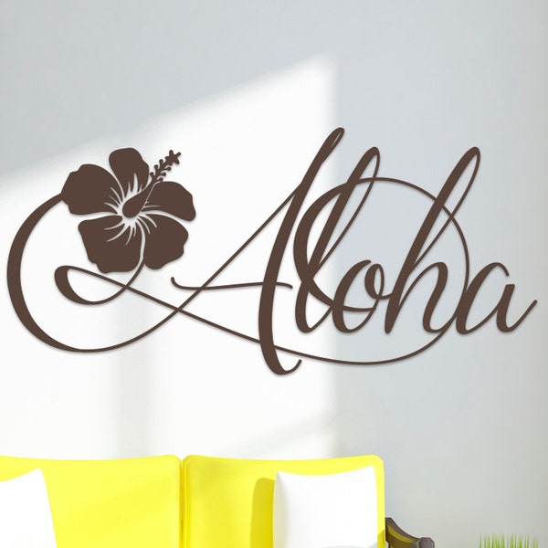 Aloha Hawaiian Hibiscus Flower Vinyl Wall Art Decal Sticker