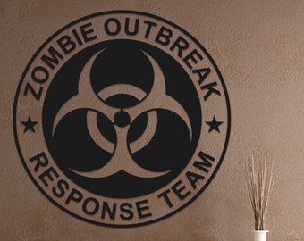 Zombie Outbreak Response Team Decal - 12x12 Inch Green Biohazard Vinyl Sticker For Cars & Windows