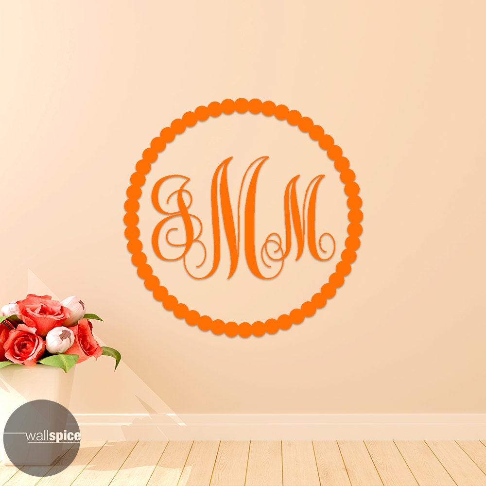 Circular Vine Interlocking Monogram Letters Initials Vinyl Wall Decal ...