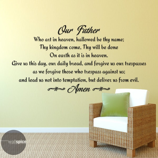 Our Father Lords Prayer Vinyl Wall Decal Sticker Religious God Scripture Pray Amen