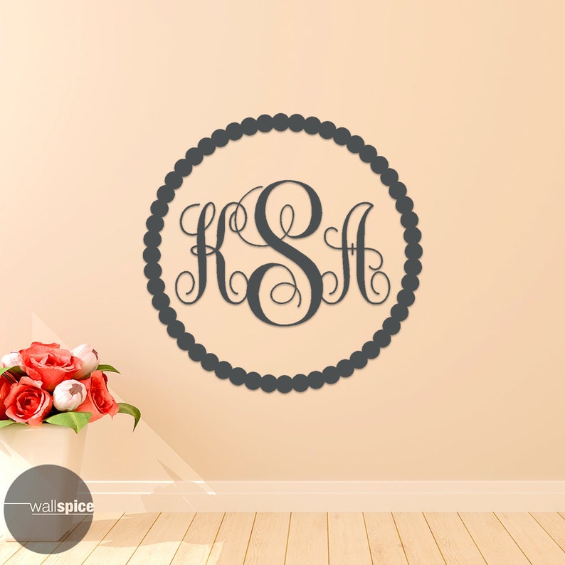 Circular Vine Interlocking Monogram Letters Initials Vinyl Wall Decal ...
