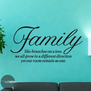 Family Like Branches On A Tree We All Grow In Different Direction Yet Our Roots Remain As One Vinyl Wall Decal Sticker