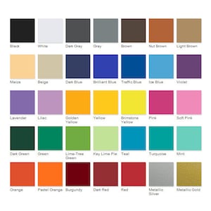 K&ouml;nnte beinhalten: Eine Farbkarte mit 24 verschiedenen Farbmustern. Die Farben umfassen Schwarz, Wei&szlig;, Grau, Braun, Beige, Blau, Gelb, Gr&uuml;n, Orange, Rot, Rosa, Lila und Silber.