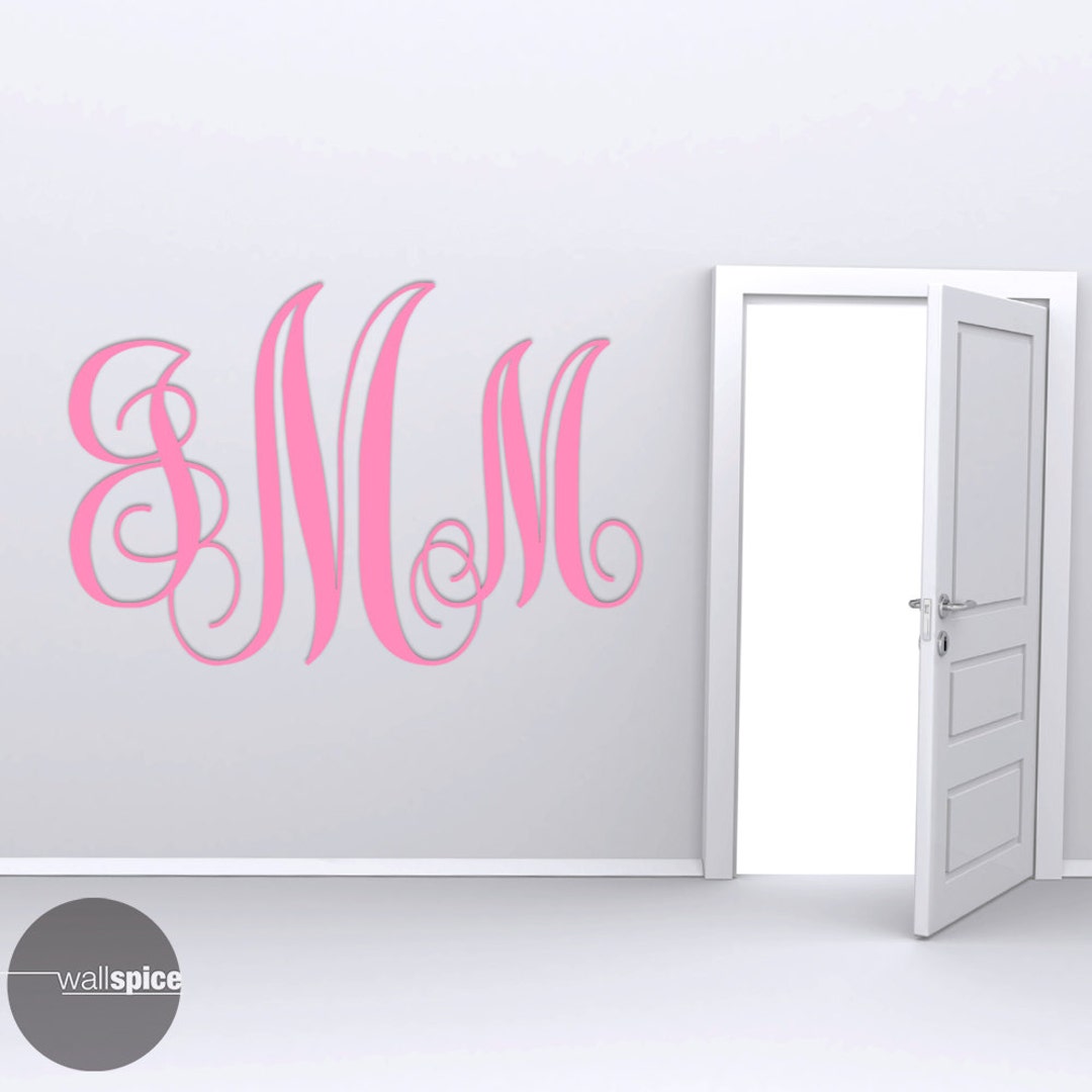 Vine Interlocking Monogram Letters Initials Vinyl Wall Decal Sticker ...