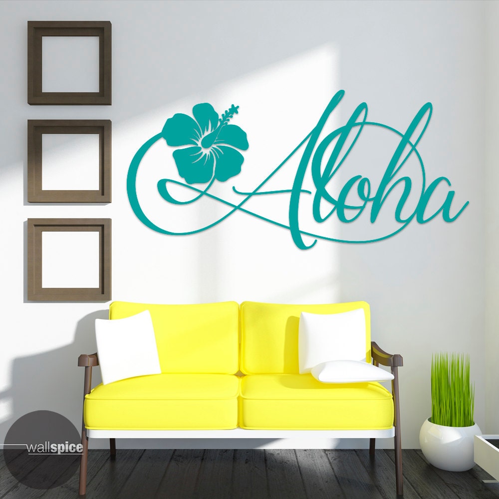 Aloha Hawaiian Hibiscus Flower Vinyl Wall Art Decal Sticker - Etsy