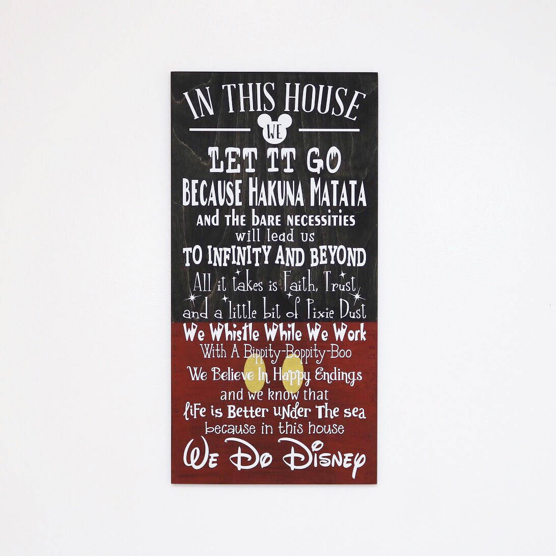 In This House We Do Disney Wooden Sign Disney Disney Gifts Etsy