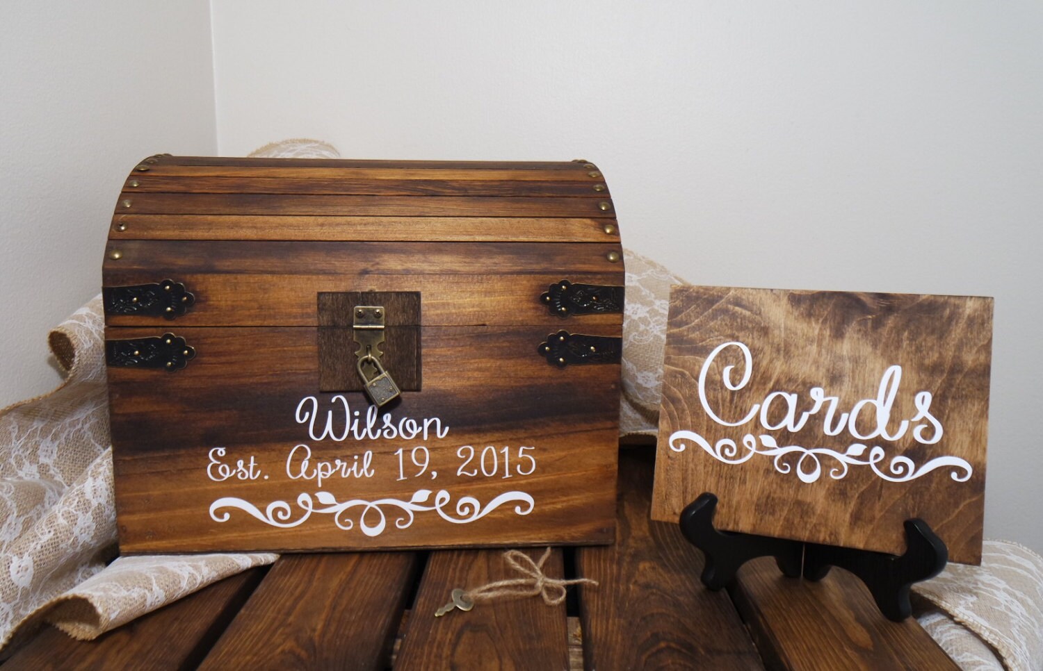 Rustic Wooden Wedding Card Chest With Card Slot Personalized Etsy