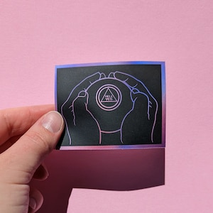 Hell Yes Magic Eight Ball Holographic Sticker, Matte Holographic Purple Rainbow Waterproof Sticker, Magic 8 Laptop and Water Bottle Vinyl
