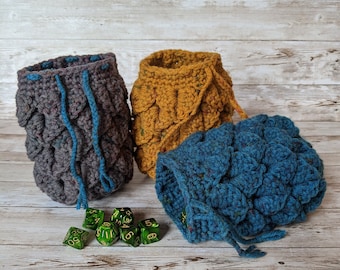 Dragon Egg Dice Bag, Handmade Tabletop Bag, Dice Container, DnD Drawstring Dice Pouch Sack, Bag of Holding, Dungeons and Dragons, RPG Gift