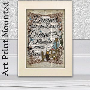 The Wizard of Oz, Dreams quote, Home Decor, poster print on antique dictionary book page, nursery decor, unique gift
