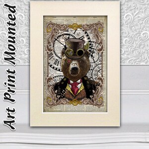 Bär Kunstdruck, Steampunk, Wandbehang, Tier Wanddekor, Kinderzimmer Druck, Kunstlexikon, Shabby Chic, Einzigartiges Dekor