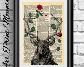 Mounted Antique Book page Art Print London Big Ben Dictionary Vintage Wall Art