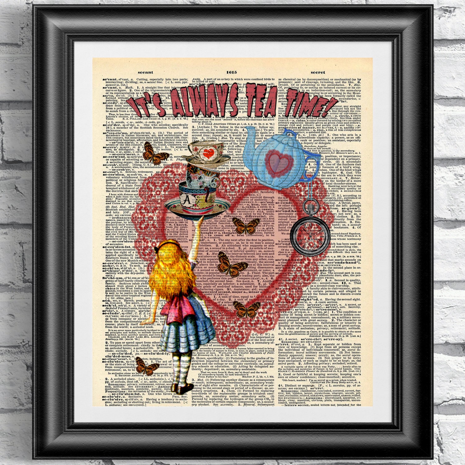 Alice in Wonderland Dictionary Book Page Print. Artwork - Etsy