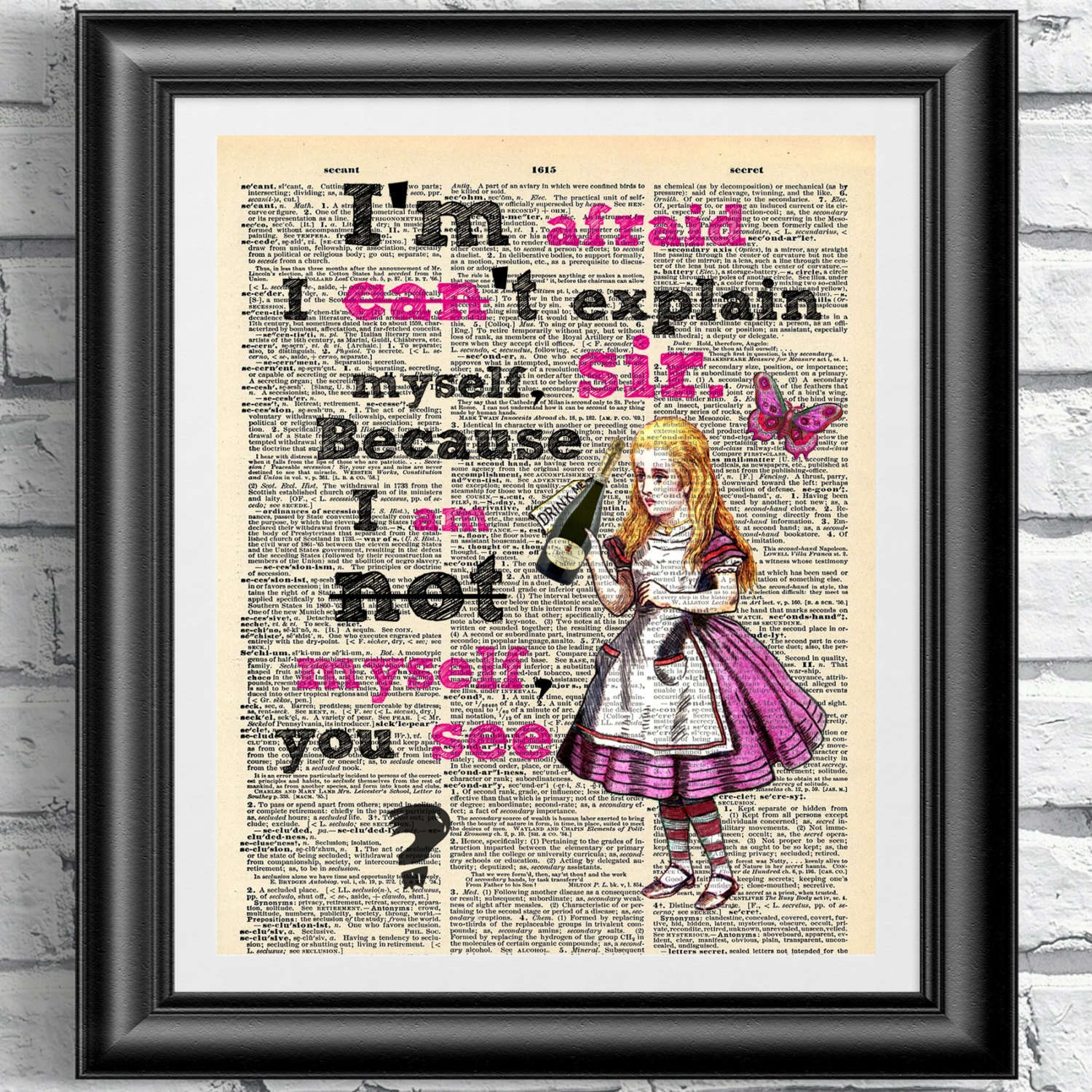 Art Print on Vintage Dictionary Page Alice in Wonderland - Etsy