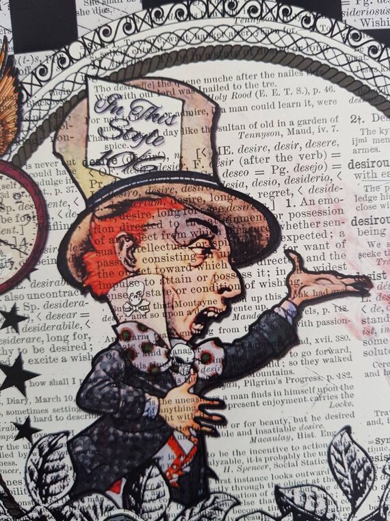 Alice in Wonderland Art Quote Vintage Dictionary Book Page