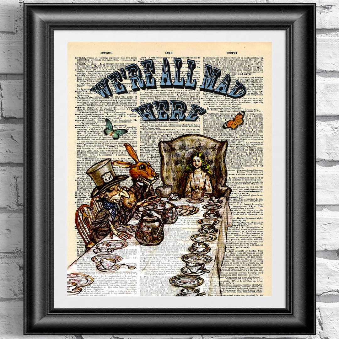 Art Print on Dictionary Book Page Alice in Wonderland. Dictionary Print ...