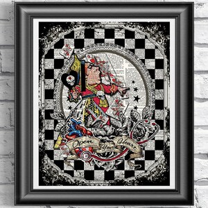 Alice in Wonderland-afdruk Alice in Wonderland-decor Hartenkoningin-print verpleegkundige cadeau muurkunst woondecoratie rode koningin print illustation