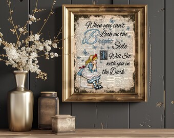 Alice no País das Maravilhas Impressão de Citação Brilhante, Impressão de Parede do País das Maravilhas, Decoração de Casa, Citação de Livro de Lewis Carroll, Impressão de Dicionário de Alice no País das Maravilhas