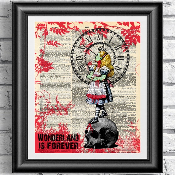 Stampa Alice Nel Paese Delle Meraviglie, Decorazione Per Negozio Di Tatuaggi, Stampa Artistica Del Dizionario, Decorazione Da Parete Con Poster - Italia - Foto 11