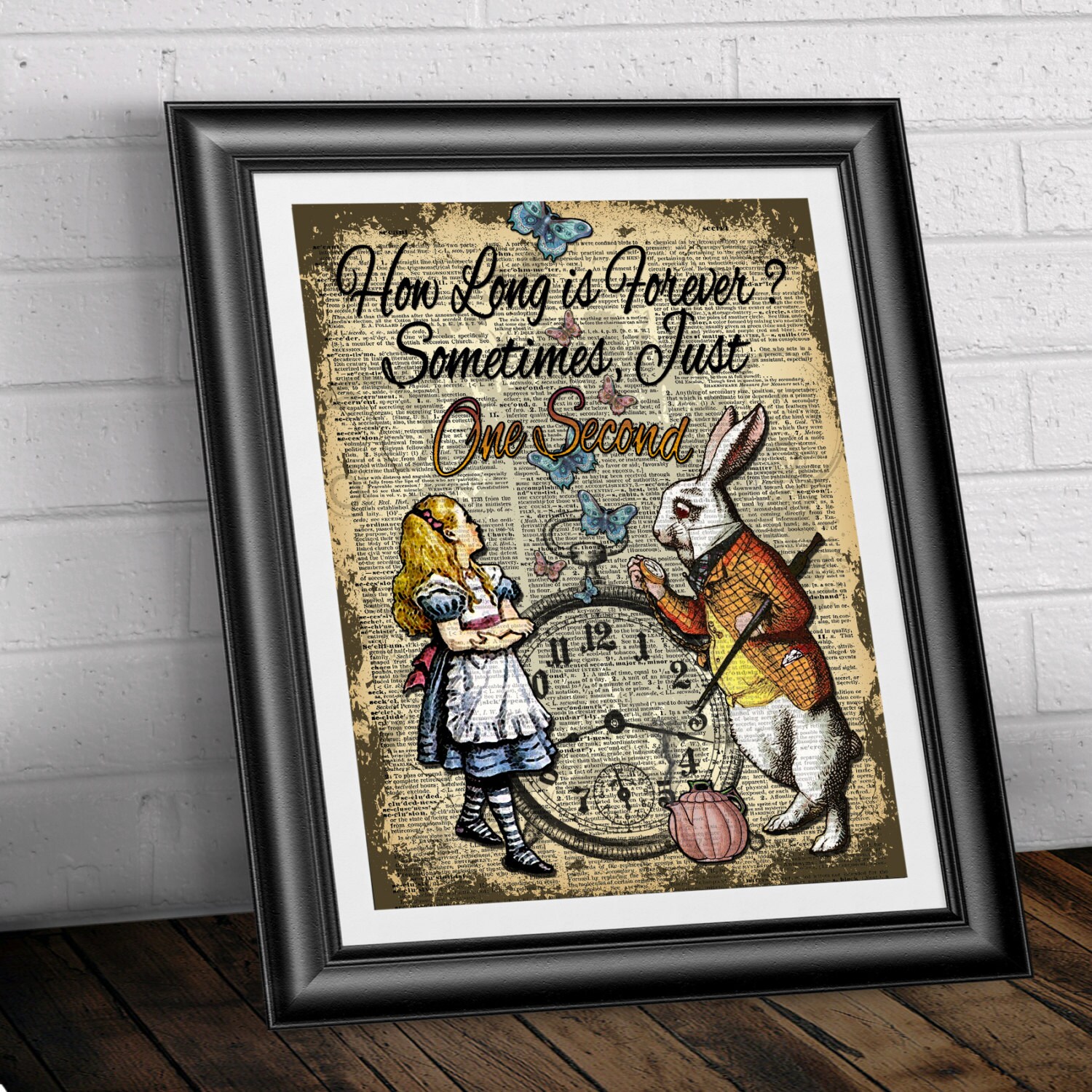 Art Print on Dictionary Book Page Alice in Wonderland. White | Etsy