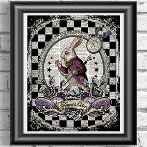 Alice in Wonderland Print Alice in wonderland decor White rabbit print rabbit gift wall art home decor rabbit time digital print illustation