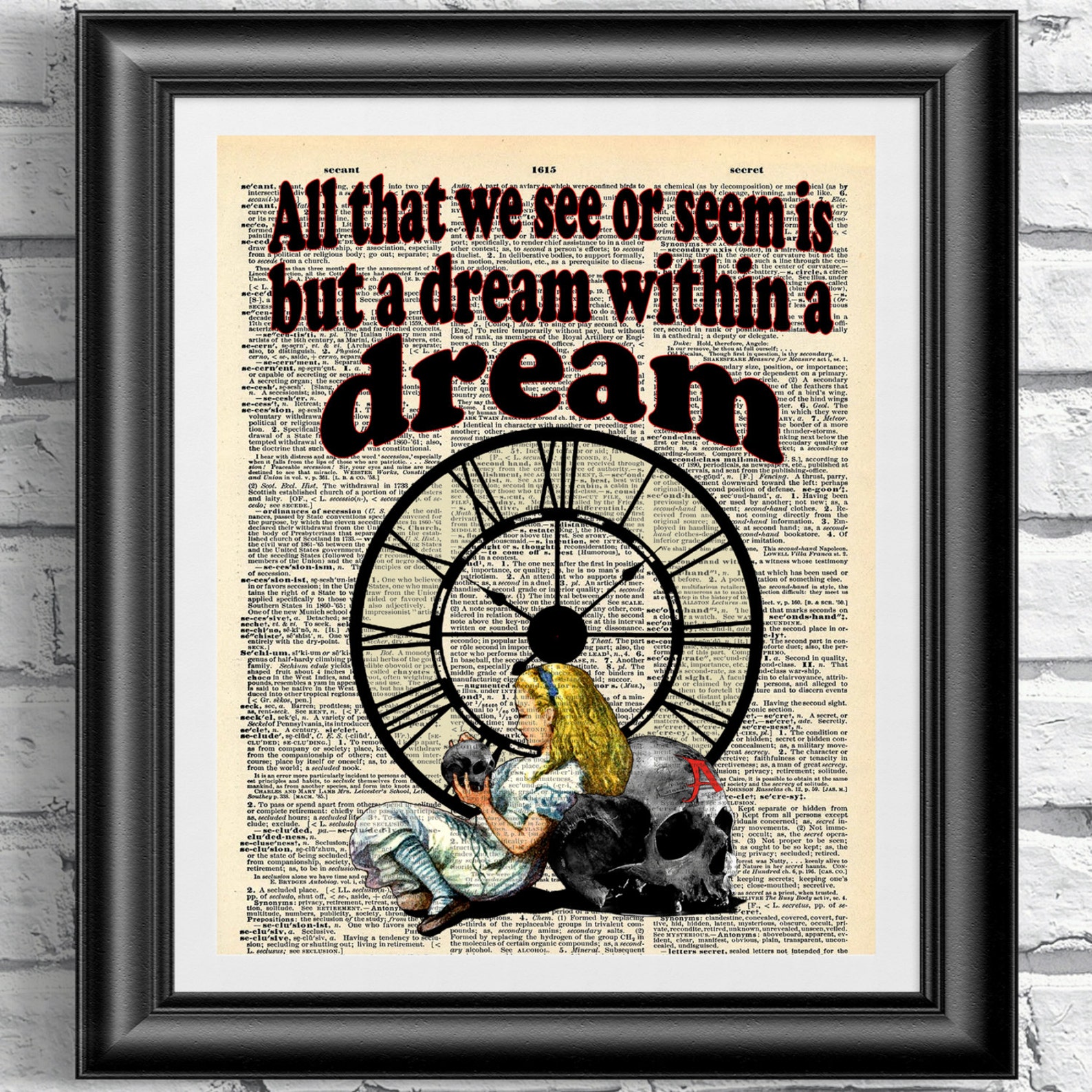 Art Print on Dictionary Book Page Alice in Wonderland. Gothic - Etsy