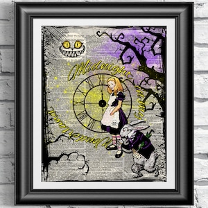 Gothic Alice in Wonderland Print: Vintage Dictionary Art