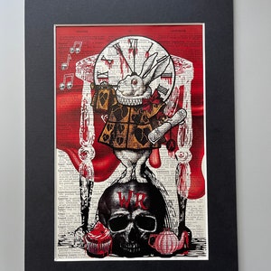 Gothic White Rabbit, Alice in Wonderland print, gothic print, special edition wall art