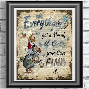 Alice in Wonderland Print, Alice in wonderland deco,r Dodo print, nurse gift, wall art, home decor, Moral Quote Print