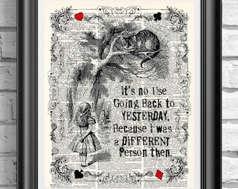 Flamingo Alice in Wonderland dictionary book page print Wall