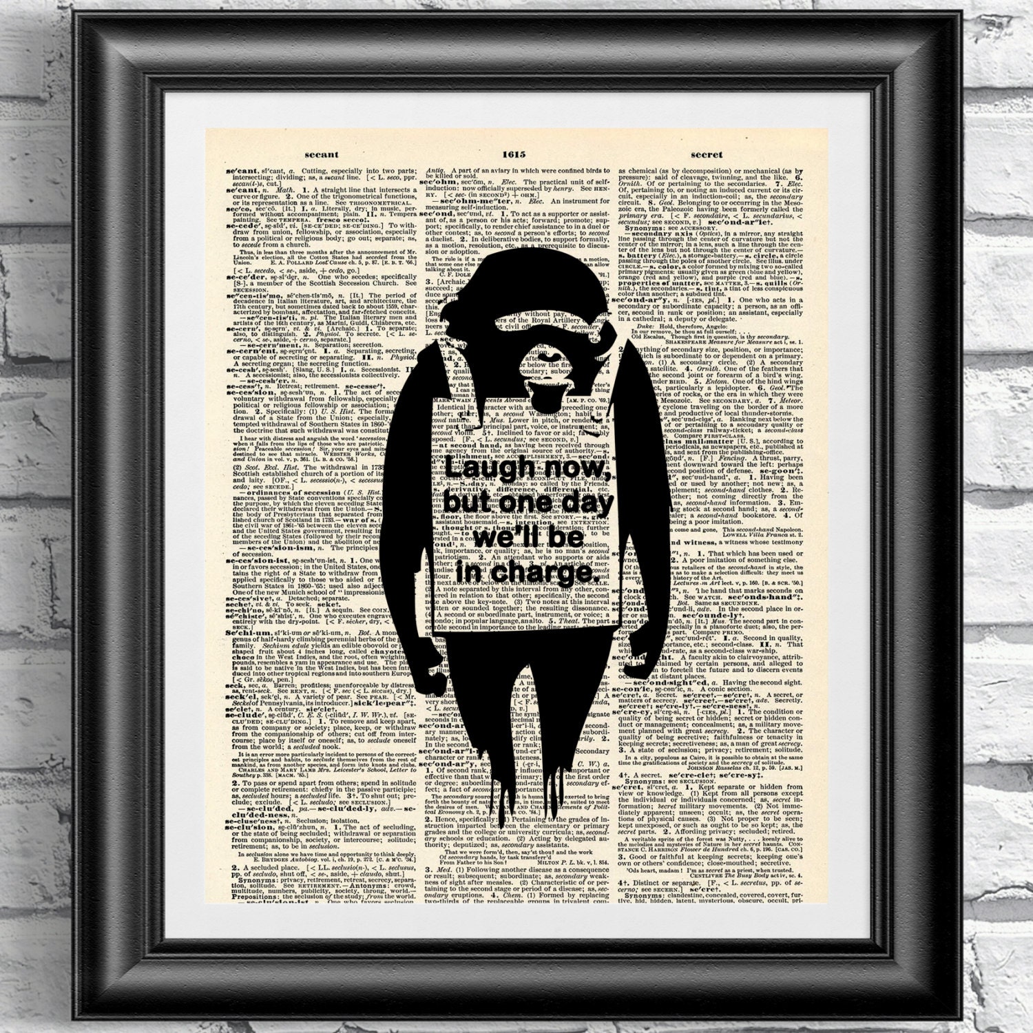 Banksy Monkey Print on Antique Dictionary Page, Graffiti Art - Etsy