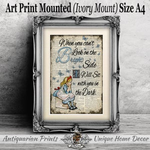 Alice in Wonderland Print, Home Decor on Dictionary Book Page Art, Mounted Print, Alice Wall Art