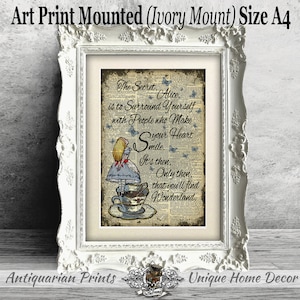Alice in Wonderland wall art, Dictionary art Print, inspirational quotation, unique home decor, Mounted Print