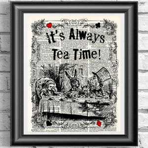 Antique Dictionary Page Print of Alice in Wonderland Mad Tea Party, Unique Home Decor Gift , Vintage Art Decor