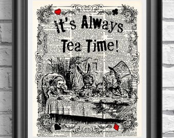 Antique Dictionary Page Print of Alice in Wonderland Mad Tea Party, Unique Home Decor Gift , Vintage Art Decor