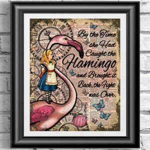 Alice in Wonderland Wall Art, Flamingo Quote, Flamingo Print, Dictionary art print, Nursery Decor, Wedding Theme Decor, Home Decor