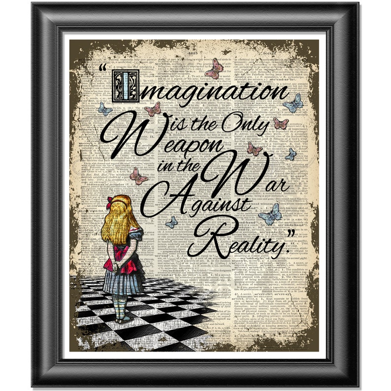 Alice in Wonderland muurkunst Woordenboek kunst Print Etsy