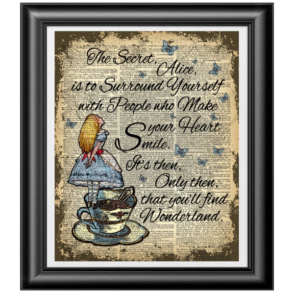 Alice in Wonderland wall art, Dictionary art Print, inspirational quotation, unique home decor