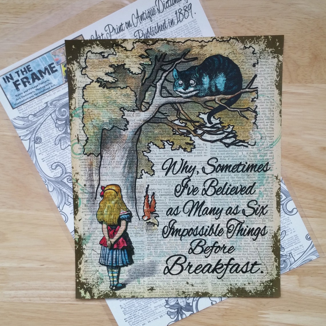 Dictionary Book Page Print Alice in Wonderland and Cheshire | Etsy