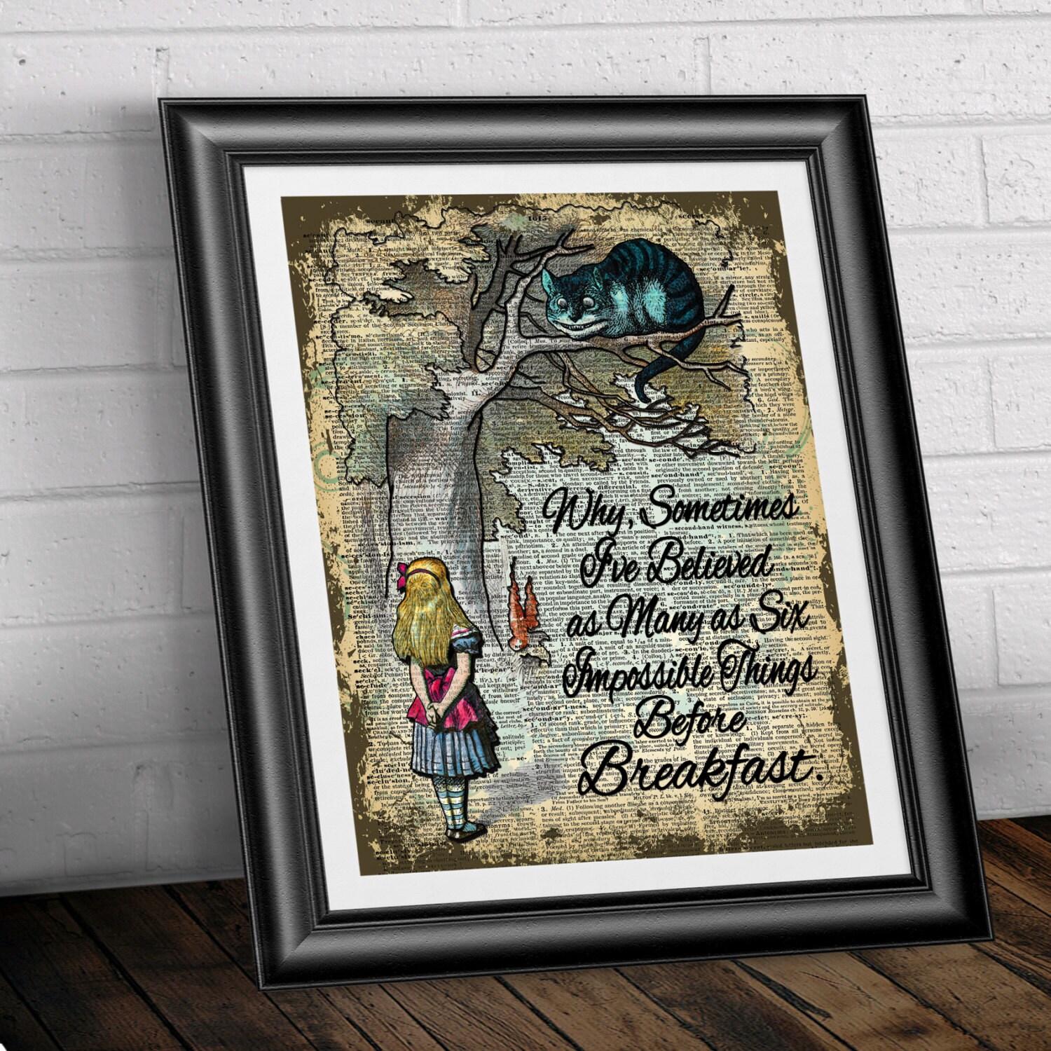Dictionary Book Page Print Alice in Wonderland and Cheshire | Etsy