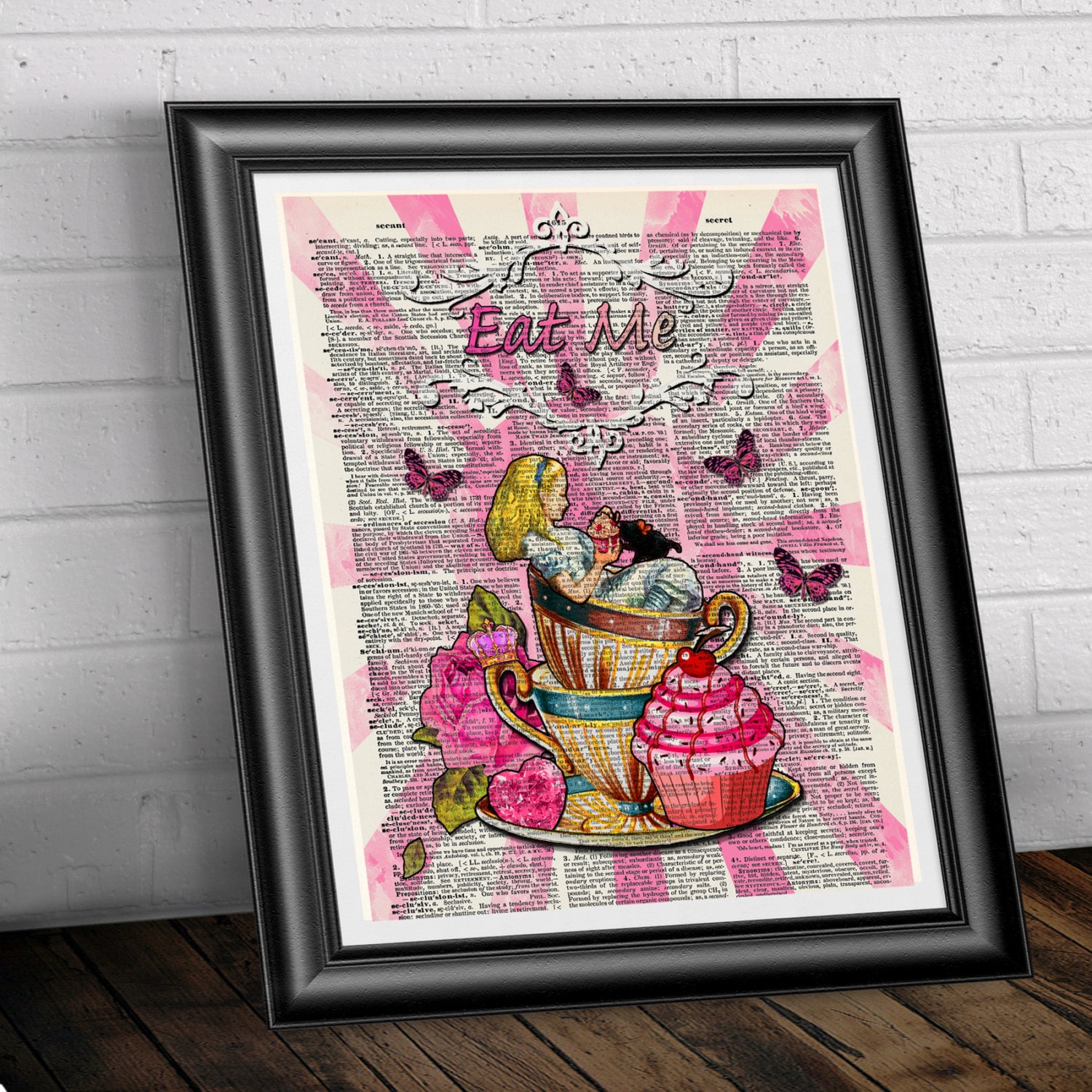 Alice in Wonderland Print Dictionary Book Page Art Eat Me - Etsy UK