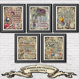 Alice in Wonderland Print ALICE Print Set of 5, Alice Quotes Wall Art Prints, Alice Gift Set, Alice Wall Decor, Alice Best Friend Gift
