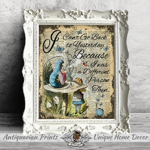 Home Decor Alice in Wonderland - Wall art on Dictionary Book Page - Lewis Carroll Inspirational Quote