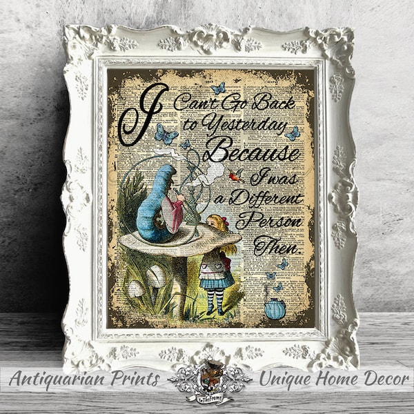 Home Decor Alice in Wonderland - Wall art on Dictionary Book Page - Lewis Carroll Inspirational Quote