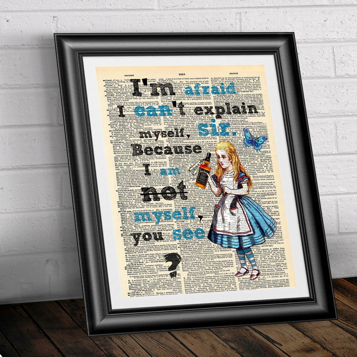 Art Print Alice in Wonderland on Vintage Dictionary Page - Etsy