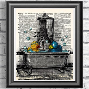 Rubber Duck Print, Dictionary art print, Bathtime, Vintage book art print, Bathroom wall decor, Bathroom Decor, Gift poster