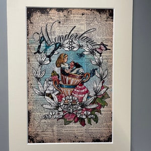 Alice in Wonderland Print, mounted wall art, Alice home decoration, dictionary art print